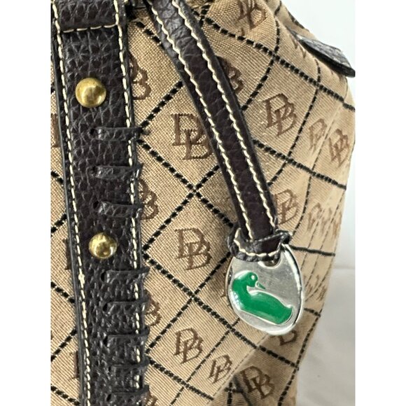 Dooney & Bourke Monogram Satchel Bag With Tassel & Green Duck Charm - Picture 3 of 16